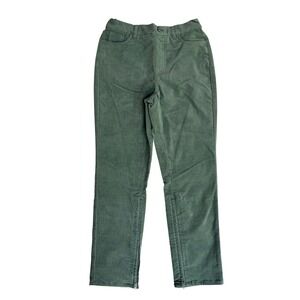 D&Co Adaptive Sage Green Cotton Corduroy Pants Women Size 8 Ankle Zip High Rise